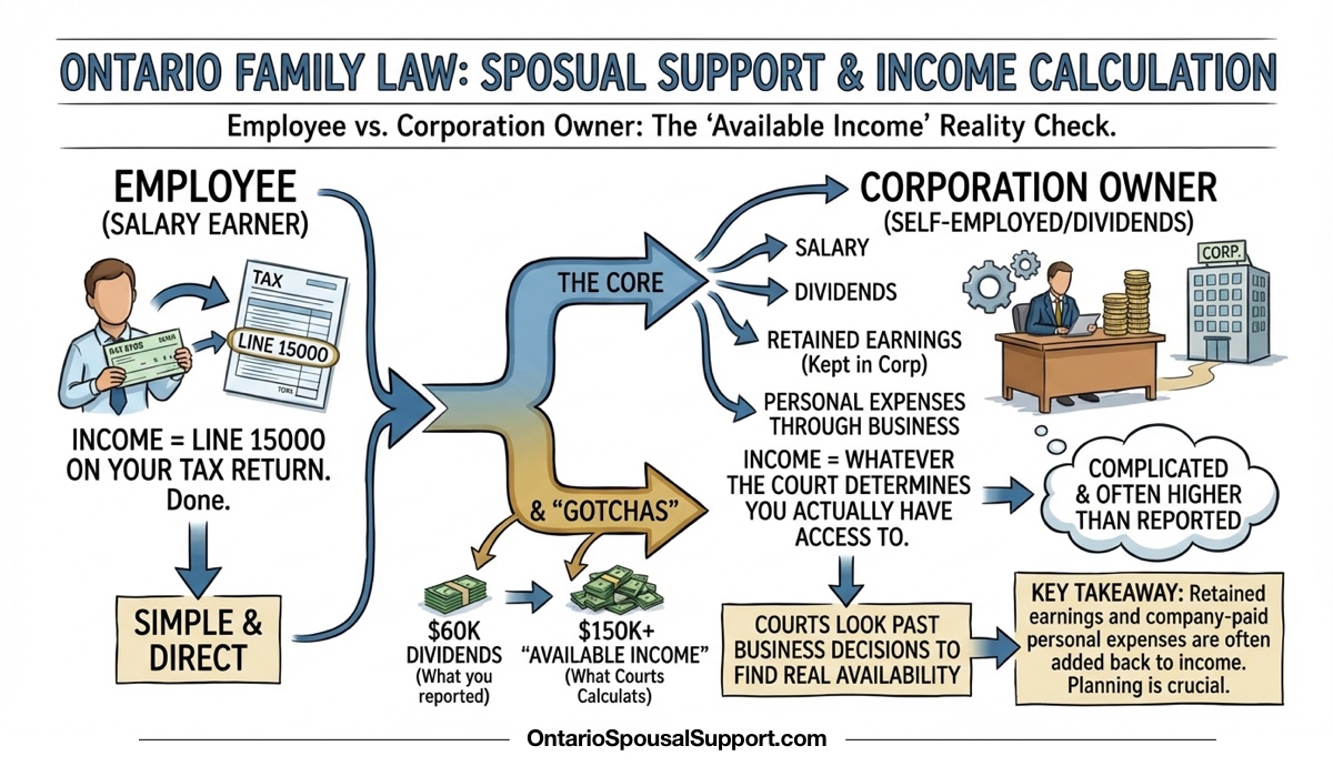 Self-Employed Income Infographic - What courts look at for corporation and business income